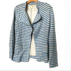 19 4t Blue Cream Cotton Terry Open Style Jacket L
